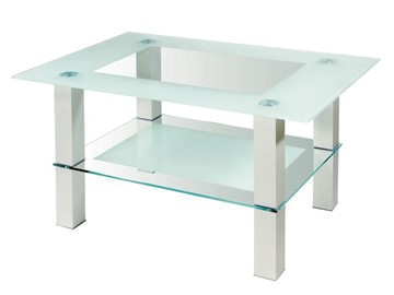 Стеклянный журнальный столик Кристалл 2 (алюминий-прозрачное) в Вологде