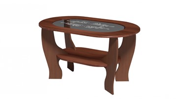 Стеклянный столик Овальный со вставкой из стекла, цвет Орех в Вологде
