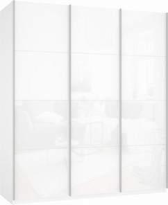 Шкаф-купе трехстворчатый Прайм (3 Белое стекло) 1800x570x2300, белый снег в Вологде