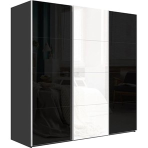 Шкаф трехстворчатый Эста, 8 черных/4 белых стекол, 2700x660x2200, серый диамант в Вологде