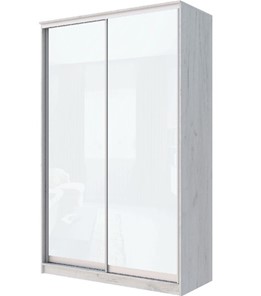 Шкаф 2-х створчатый Хит-22-17-22 с цветным стеклом, белое №10, Дуб крафт белый в Вологде