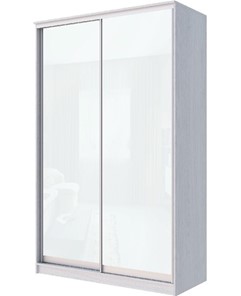 Шкаф 2-х дверный Хит-22-4-12-22 с цветным стеклом, белое №10, Ясень анкор светлый в Вологде