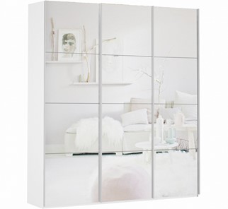 Шкаф 3-х дверный Прайм (3 зеркало) 1800x570x2300, белый снег в Вологде