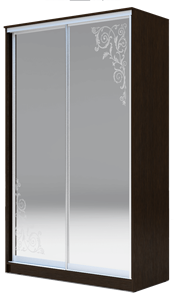 Шкаф-купе 2-х створчатый Аллоджио 2200х1362х420 два зеркала, "Орнамент" ХИТ 22-4-14-66-09 Венге Аруба в Вологде