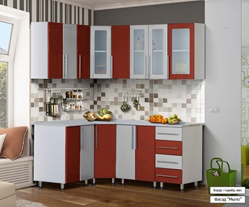 Модульная кухня Мыло 224 1800х1400, цвет Бордо/Серебристый металлик в Вологде