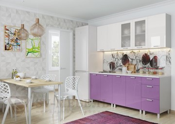 Кухонный гарнитур угловой Модерн, белый глянец/фиолетовый металлик в Вологде