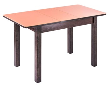 Кухонный раздвижной стол Айсберг-07 СТ1, венге ЛДСП/стекло оранжевое/42 прямые массив венге в Вологде
