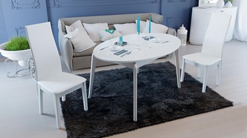 Кухонный овальный стол Марсель (СМ(Б)-102.01.12(1)), цвет  Белый/Стекло белое глянец в Вологде