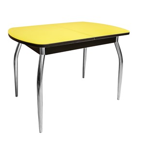 Кухонный раскладной стол СТОЛБУРГ ПГ-02 СТ2, венге/желтое стекло/35 хром гнутые металл в Вологде