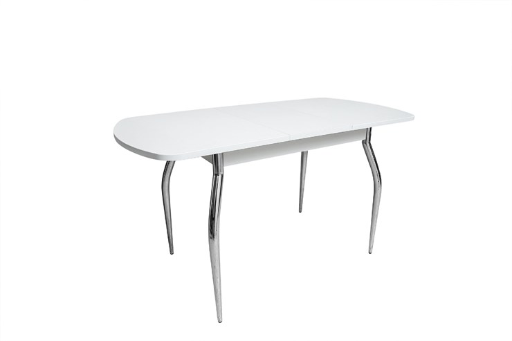 Кухонный стол раскладной ПГ-01СТ белое/белое/крашенные фигурные в Вологде - изображение 1