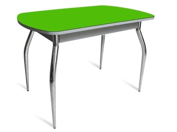 Стол обеденный ПГ-04 СТ белое/зеленое стекло/хром фигурные в Вологде