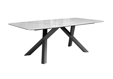 Керамический кухонный стол DikLine KS220 керамика Cloud (белый глянец C11)/опоры черные в Вологде