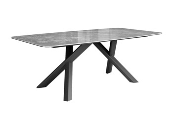 Керамический обеденный стол DikLine KS220 керамика Monsoon (серый глянец JA688) / опоры черные в Вологде