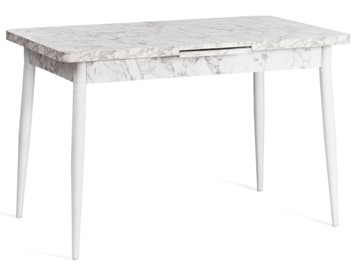 Кухонный раздвижной стол ALTA (mod. 1183) ЛДСП+меламин/металл, 120+30х70х75, белый мрамор/белый, арт.19486 в Вологде