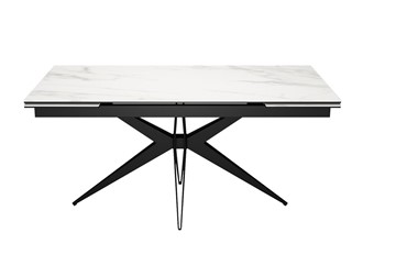 Кухонный раздвижной стол DikLine KW160 мрамор С41 (керамика белая)/опоры черные в Вологде