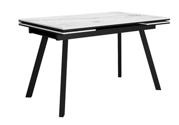 Обеденный раздвижной стол DikLine SKA125 Керамика Белый мрамор/подстолье черное/опоры черные (2 уп.) в Вологде