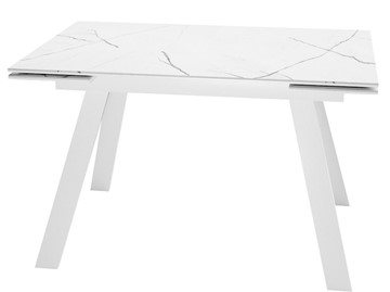 Раздвижной стол DikLine SKM140 Керамика Белый мрамор/подстолье белое/опоры белые (2 уп.) в Вологде