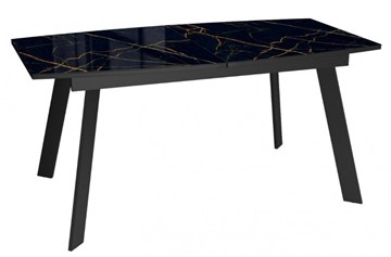 Кухонный стол раскладной Dikline XLS160 мрамор черный глянец/ножки черные в Вологде