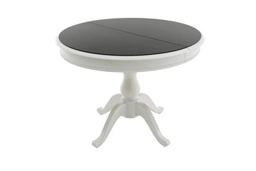 Стеклянный стол Фабрицио-1 Glass, Круг 1000, (Тон 9 - Эмаль белая + Чёрное) в Вологде