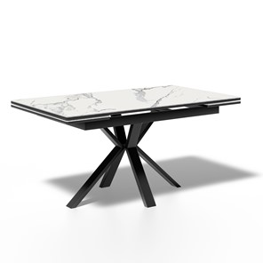 Кухонный раскладной стол ME1600 (черный/керамика мрамор белый) в Вологде