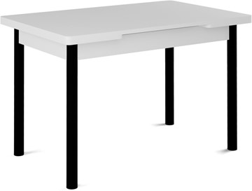 Кухонный стол раздвижной Кубика Милан-1 EVO, ноги металлические черные, белый цемент в Вологде