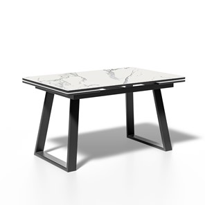 Кухонный стол раскладной ML1400 (черный/керамика мрамор белый) в Вологде