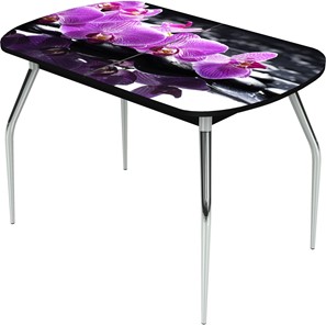 Кухонный стол раскладной Ривьера исп.1 ноги метал. крашеные №24 Фотопечать (Цветы №30) в Вологде