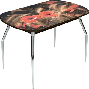 Раздвижной стол Ривьера исп.1 ноги метал. крашеные №24 Фотопечать (Цветы №38) в Вологде