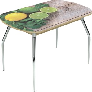 Кухонный стол раздвижной Ривьера исп.1 ноги метал. крашеные №24 Фотопечать (Фрукты №33) в Вологде