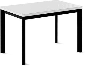 Кухонный стол раскладной Токио-1G (ноги металлические черные, cтекло cristal/белый цемент) в Вологде