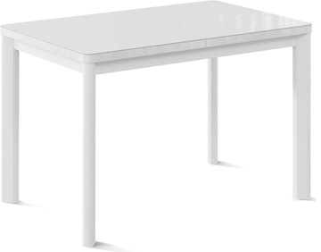 Обеденный раздвижной стол Токио-2G (ноги металлические белые, cтекло cristal/белый цемент) в Вологде