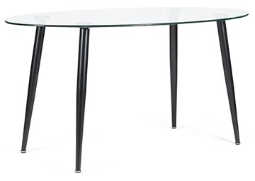 Кухонный овальный стол KASSEL (mod. DT333) металл/закаленное стекло (10 мм), 150х90х75см, черный в Вологде