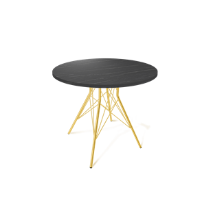 Круглый кухонный стол SHT-TU2-1 / SHT-TT 80 ЛДСП (камень пьетра гриджио черный/золото) в Вологде