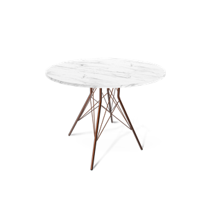 Круглый кухонный стол SHT-TU2-1 / SHT-TT 90 ЛДСП (мрамор кристалл/медный металлик) в Вологде