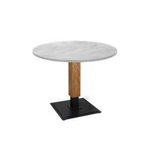 Кухонный круглый стол SHT-TU22 / SHT-TT 90 ЛДСП (бетон чикаго светло-серый/дуб брашированный корич/черный муар) в Вологде