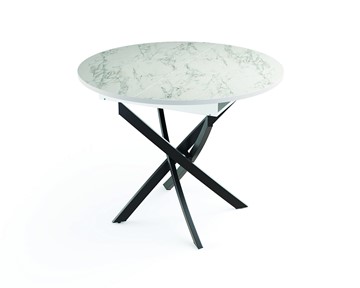 Небольшой стол 55.04 Адажио, мрамор белый/белый/металл черный в Вологде