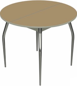 Круглый стол на кухню Ривьера исп. круг хром №5 (стекло капучино/белый) в Вологде
