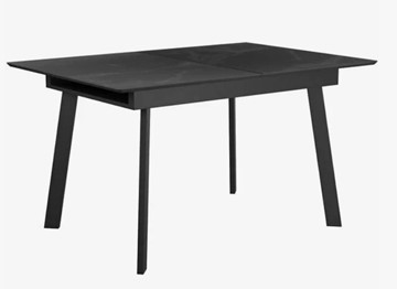 Стеклянный обеденный стол раздвижной  DikLine SFH125 стекло Оптивайт Черный мрамор/подстолье черное в Вологде