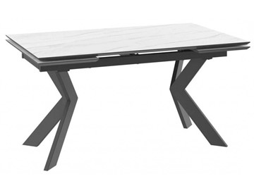 Стол обеденный раскладной раздвижной DikLine ALK150, керамопласт 150(40+40)x90, МРАМОР СВЕТЛЫЙ МОДЕРН/ЧЕРНЫЙ, (2 уп.) в Вологде