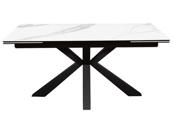 Стол раздвижной DikLine SFE160 Керамика Белый мрамор/подстолье черное/опоры черные (2 уп.) в Вологде