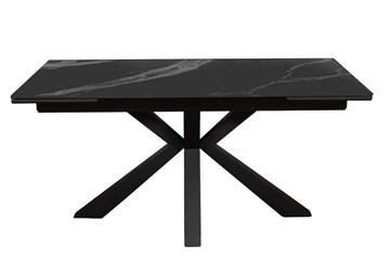 Стол обеденный раскладной раздвижной DikLine SFE160 Керамика Черный мрамор/подстолье черное/опоры черные (2 уп.) в Вологде