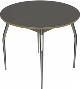 Круглый стол Ривьера исп. круг хром №5 (стекло коричневое/дуб выбеленный) в Вологде