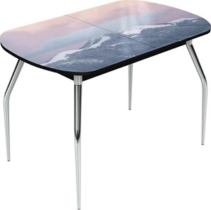 Обеденный раздвижной стол Ривьера исп.2 хром №5 (Exclusive h180/черный) в Вологде