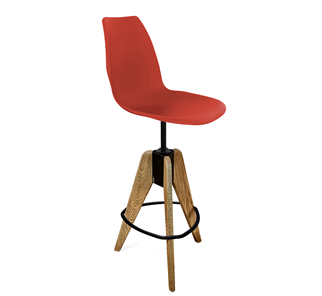 Барный стул SHT-ST29/S92 (красный ral 3020/брашированный коричневый/черный муар) в Вологде