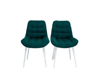 Комплект из 2-х обеденных стульев Комфорт изумрудный белые ножки в Вологде