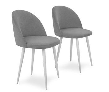 Комплект из 2-х  мягких стульев для кухни Лайт серый белые ножки в Вологде