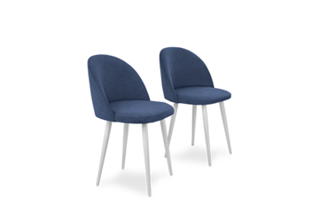 Комплект из 2-х  мягких стульев для кухни Лайт синий белые ножки в Вологде