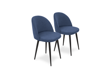 Комплект из 2-х  мягких стульев для кухни Лайт синий черные ножки в Вологде