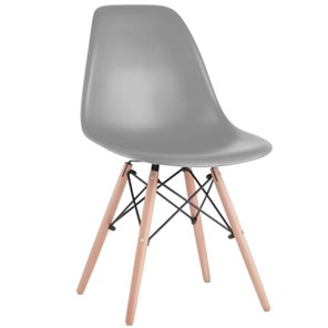 Обеденный стул BRABIX "Eames CF-010", пластик серый, опоры дерево/металл, 532632, 2033A в Вологде