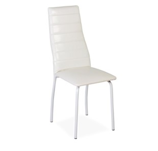 Кухонный стул Волна, прошивка горизонтально, каркас металл белый, Аттика белый в Вологде